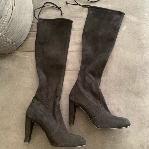 Stuart Weitzman Black Knee High Boot Heels Sz 11 - Picture 1 of 5